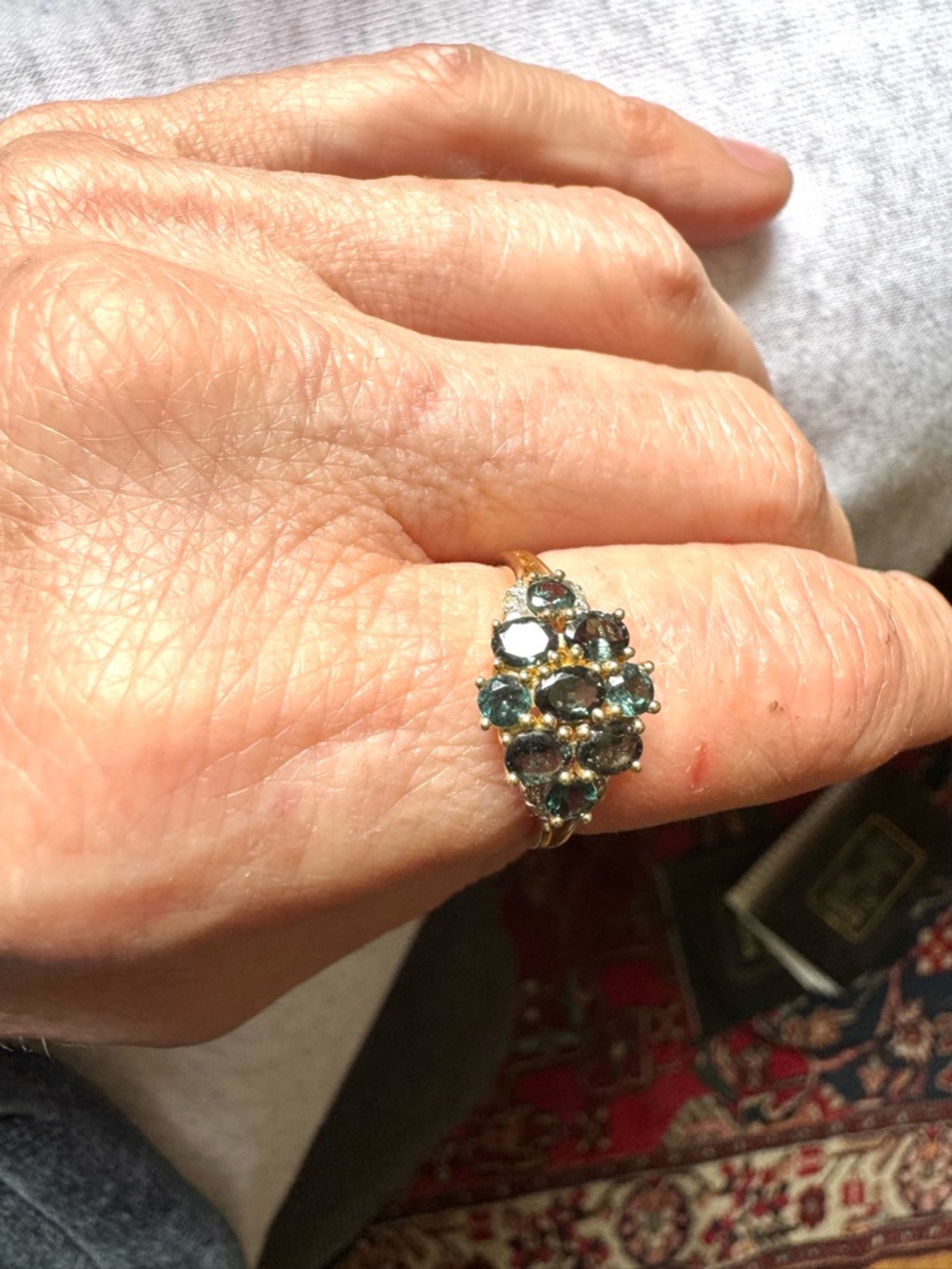 10k color change Alexandrite & Diamonds Ring - Picture 4 of 11